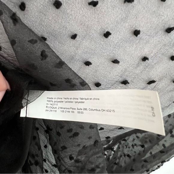 Eloquii Swiss Dot Puff Sleeve Black Button Down Blouse - Size 16 - NWT - Picture 9 of 11